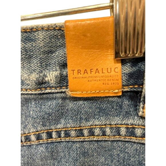 Zara Trafaluc Distressed Side Stripe Denim Mini Skirt Size M, Pre-Owned Good Con - Picture 6 of 8